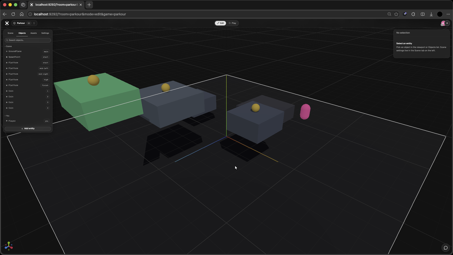 The component inspector showing a live entity's field values